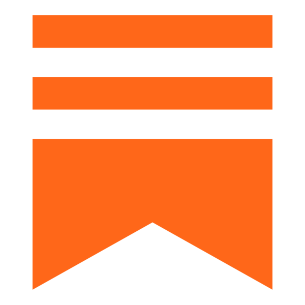 Orange banner icon featuring horizontal stripes and a triangular flag shape, often used to indicate attention or highlight a message.